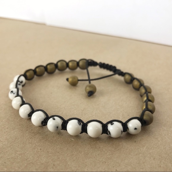 Handmade} Hematite & Dalmatian Jade Bracelet - Picture 3 of 4